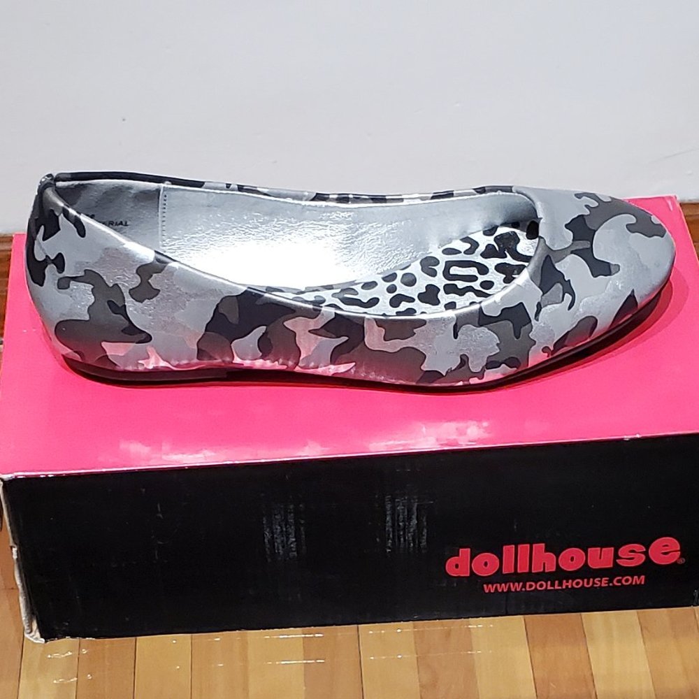 SIlver Camouflage vegan flats
